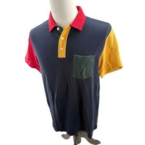 Original Penguin Multicolor Color Block Cotton Polo Shirt Mens Medium